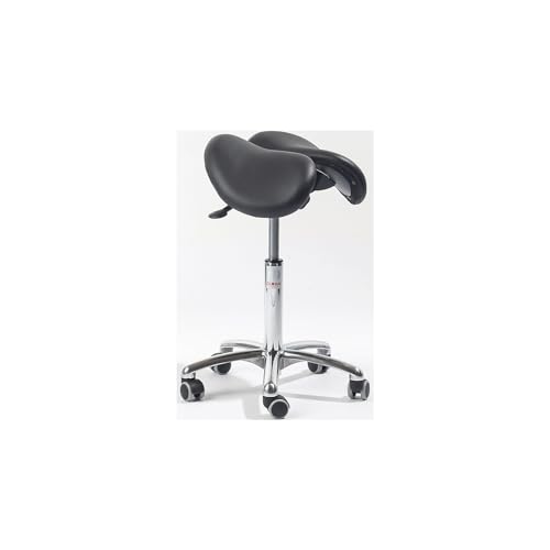 kaiserkraft | Sattelstuhl mit geteilter Sitzfläche | Sitzhöhe 450-580 mm | Leder | alusilber von kaiserkraft