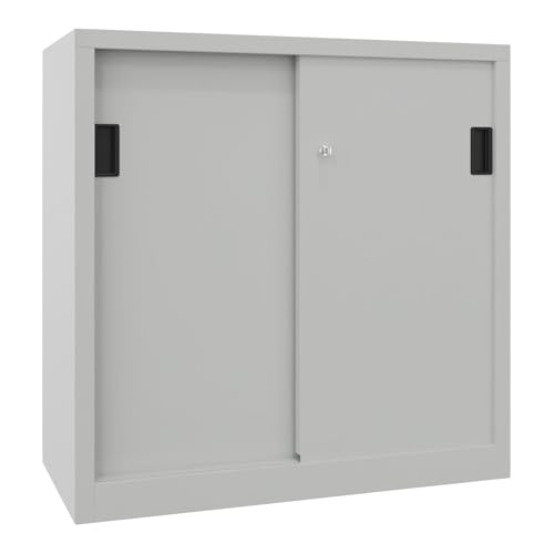 kaiserkraft | Schiebetürenschrank | Höhe 1000 mm | Vollblechtüren | BxT 1000 x 400 mm | mit 2 Fachböden | Tür anthrazit von kaiserkraft