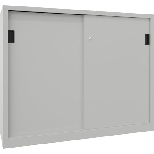 kaiserkraft | Schiebetürenschrank | Höhe 1200 mm | Vollblechtüren | BxT 1500 x 400 mm | mit Trennwand und 2 x 2 Fachböden | Tür anthrazit von kaiserkraft