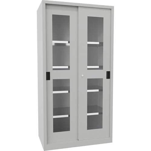 kaiserkraft | Schiebetürenschrank | Höhe 1950 mm | Sichtfenstertüren | BxT 1000 x 600 mm | mit 4 Fachböden | Tür anthrazit von kaiserkraft