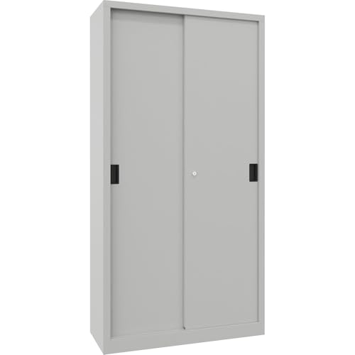 kaiserkraft | Schiebetürenschrank | Höhe 1950 mm | Vollblechtüren | BxT 1000 x 400 mm | mit 4 Fachböden | Tür resedagrün von kaiserkraft