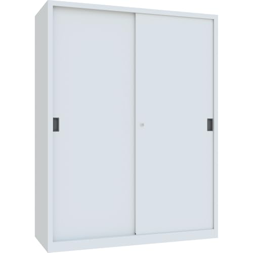 kaiserkraft | Schiebetürenschrank | Höhe 1950 mm | Vollblechtüren | BxT 1500 x 600 mm | mit Trennwand und 2 x 4 Fachböden | Tür anthrazit von kaiserkraft
