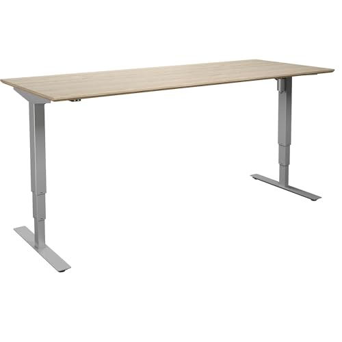 kaiserkraft | Schreibtisch Atlanta Trend | elektrisch höhenverstellbar | gerade | BxT 1800 x 800 mm | Eiche/Silber von kaiserkraft