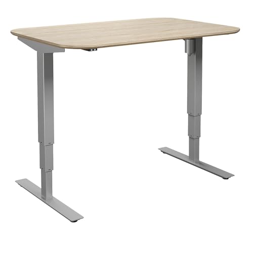 kaiserkraft | Schreibtisch Atlanta Trend | elektrisch höhenverstellbar | gerade | abgerundete Ecken | BxT 1200 x 800 mm | Eiche/Silber von kaiserkraft