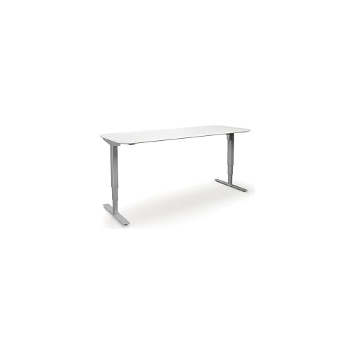 kaiserkraft | Schreibtisch Atlanta Trend | elektrisch höhenverstellbar | gerade | abgerundete Ecken | BxT 1800 x 800 mm | weiß/Silber von kaiserkraft