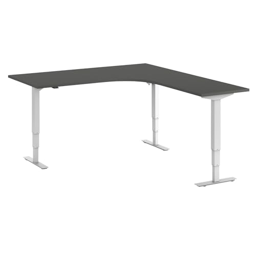 kaiserkraft | Schreibtisch Atlanta | elektrisch höhenverstellbar | L-Form | BxT 180x200 cm | dunkelgrau/weiß | rechts kaiserkraft | Schreibtisch Atlanta | elektrisch höhenverstellbar | L-Form | BxT 180x200 cm | dunkelgrau/weiß | rechts von kaiserkraft