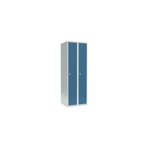 kaiserkraft | Spind Fydor | 2 Abteile | lichtgrau/brillantblau | B 600 mm | 2 Abteile | Flache Dachform | Vorhängeschloss kaiserkraft | Spind Fydor | 2 Abteile | lichtgrau/brillantblau | B 600 mm | 2 Abteile | Flache Dachform | Vorhängeschloss von kaiserkraft