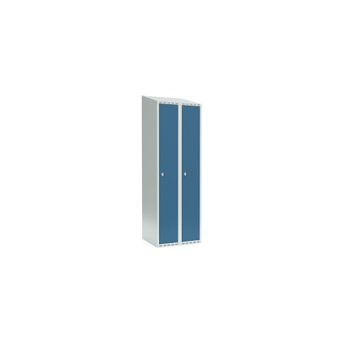 kaiserkraft | Spind Fydor | 2 Abteile | lichtgrau/brillantblau | B 600 mm | 2 Abteile | schräge Dachform | Vorhängeschloss kaiserkraft | Spind Fydor | 2 Abteile | lichtgrau/brillantblau | B 600 mm | 2 Abteile | schräge Dachform | Vorhängeschloss von kaiserkraft