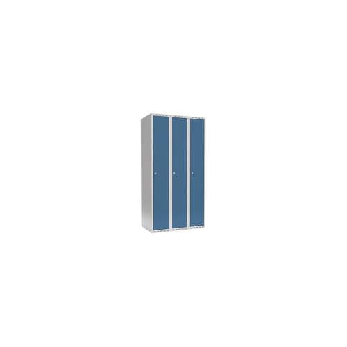 kaiserkraft | Spind Fydor | 3 Abteile | lichtgrau/brillantblau | B 900 mm | 3 Abteile | Flache Dachform | Zylinderschloss kaiserkraft | Spind Fydor | 3 Abteile | lichtgrau/brillantblau | B 900 mm | 3 Abteile | Flache Dachform | Zylinderschloss von kaiserkraft