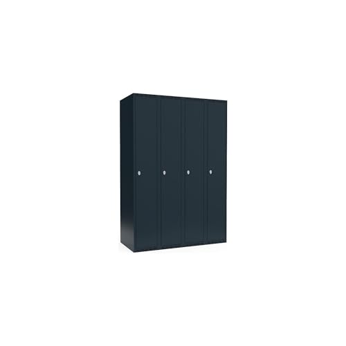 kaiserkraft | Spind Fydor | 4 Abteile | grau | B 1200 mm | 4 Abteile | Flache Dachform | Vorhängeschloss von kaiserkraft
