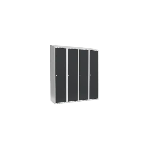 kaiserkraft | Spind Fydor | 4 Abteile | lichtgrau/grau | B 1200 mm | 4 Abteile | schräge Dachform | Zylinderschloss kaiserkraft | Spind Fydor | 4 Abteile | lichtgrau/grau | B 1200 mm | 4 Abteile | schräge Dachform | Zylinderschloss von kaiserkraft