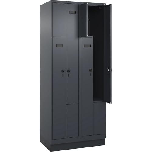 kaiserkraft | Z-Spind Evolo Plus | 2 Abteile | grau | B 800 mm | 4 Fächer | mit Bodensockel | Sicherheits-Drehriegel von kaiserkraft