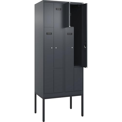 kaiserkraft | Z-Spind Evolo Plus | 2 Abteile | grau | B 800 mm | 4 Fächer | mit schmalen Füßen | Zylinderschloss von kaiserkraft
