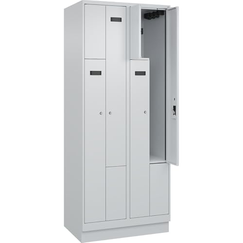kaiserkraft | Z-Spind Evolo Plus | 2 Abteile | lichtgrau | B 800 mm | 4 Fächer | mit Bodensockel | Zylinderschloss von kaiserkraft