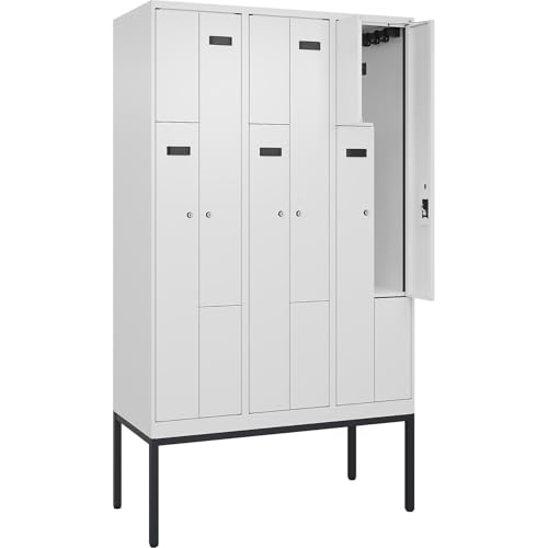 kaiserkraft | Z-Spind Evolo Plus | 3 Abteile | weiß | B 1200 mm | 6 Fächer | mit schmalen Füßen | Zylinderschloss von kaiserkraft