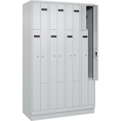 kaiserkraft | Z-Spind Evolo Plus | 4 Abteile | lichtgrau | B 1200 mm | 8 Fächer | mit Bodensockel | Zylinderschloss von kaiserkraft