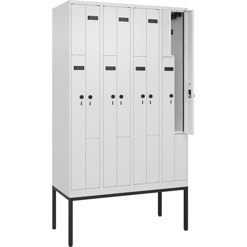 kaiserkraft | Z-Spind Evolo Plus | 4 Abteile | weiß | B 1200 mm | 8 Fächer | mit schmalen Füßen | Sicherheits-Drehriegel von kaiserkraft