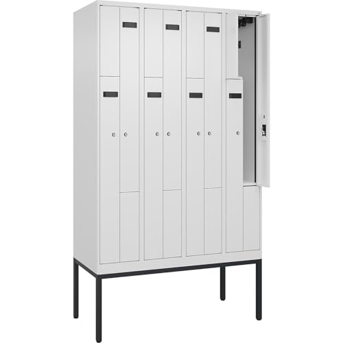kaiserkraft | Z-Spind Evolo Plus | 4 Abteile | weiß | B 1200 mm | 8 Fächer | mit schmalen Füßen | Zylinderschloss von kaiserkraft