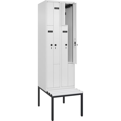 kaiserkraft | Z-Spind Evolo Plus Sitzbank | 2 Abteile | weiß | B 600 mm | Sicherheits-Drehriegel | mit untergebauter Sitzbank | Kunststoff von kaiserkraft