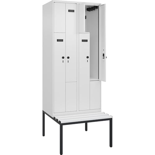 kaiserkraft | Z-Spind Evolo Plus Sitzbank | 2 Abteile | weiß | B 800 mm | Sicherheits-Drehriegel | mit untergebauter Sitzbank | Kunststoff von kaiserkraft