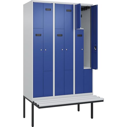 kaiserkraft | Z-Spind Evolo Plus Sitzbank | 3 Abteile | lichtgrau/enzianblau | B 1200 mm | Zylinderschloss | mit auskragender Sitzbank | Kunststoff kaiserkraft | Z-Spind Evolo Plus Sitzbank | 3 Abteile | lichtgrau/enzianblau | B 1200 mm | Zylinderschloss | mit auskragender Sitzbank | Kunststoff von kaiserkraft