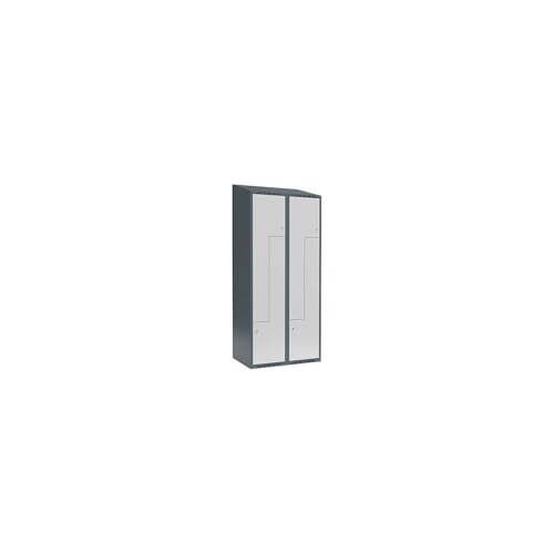 kaiserkraft | Z-Spind Fydor | 2 Abteile | blaugrau/lichtgrau | B 800 mm | 2 Abteile | schräge Dachform | Zylinderschloss von kaiserkraft