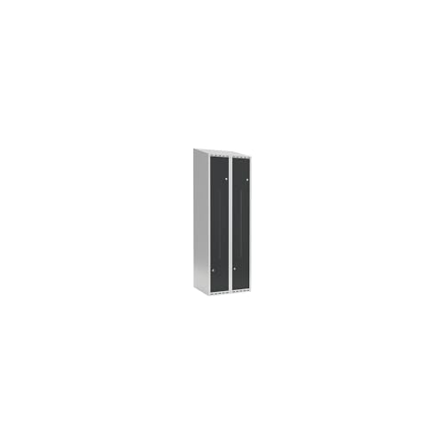 kaiserkraft | Z-Spind Fydor | 2 Abteile | lichtgrau/grau | B 600 mm | 2 Abteile | schräge Dachform | Zylinderschloss von kaiserkraft
