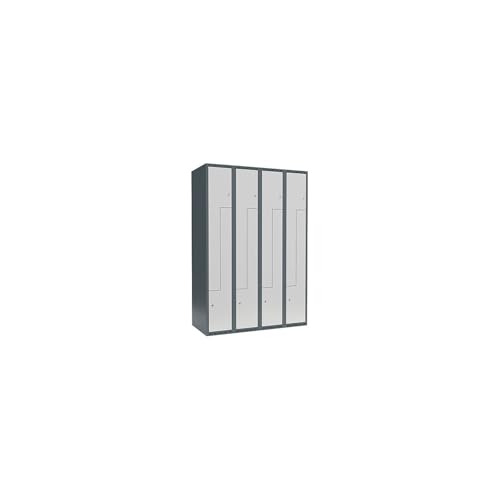 kaiserkraft | Z-Spind Fydor | 4 Abteile | blaugrau/lichtgrau | B 1200 mm | 4 Abteile | Flache Dachform | Vorhängeschloss von kaiserkraft