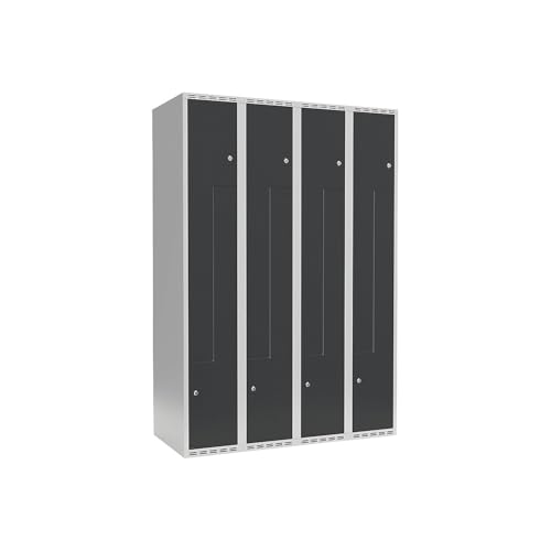 kaiserkraft | Z-Spind Fydor | 4 Abteile | lichtgrau/grau | B 1200 mm | 4 Abteile | Flache Dachform | Zylinderschloss von kaiserkraft