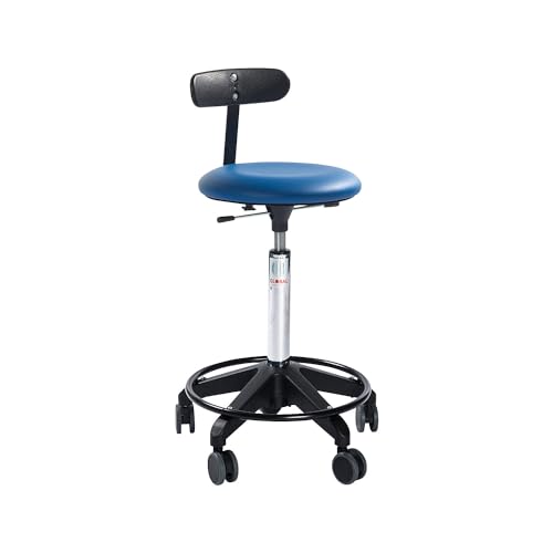 kaiserkraft gaerner Arbeitshocker | verstellbar mit Rollen und Rückenlehne | blau | Höhenverstellbereich = 550-740 mm von kaiserkraft