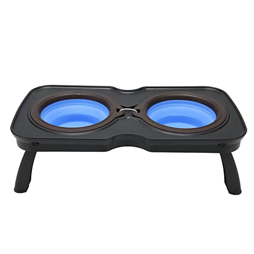 Klappende doppelte erhöhte Hundeschalen tragbare erhöhte Pet Feeder Ständer Campingreisen (L blau) von kaisudiAP