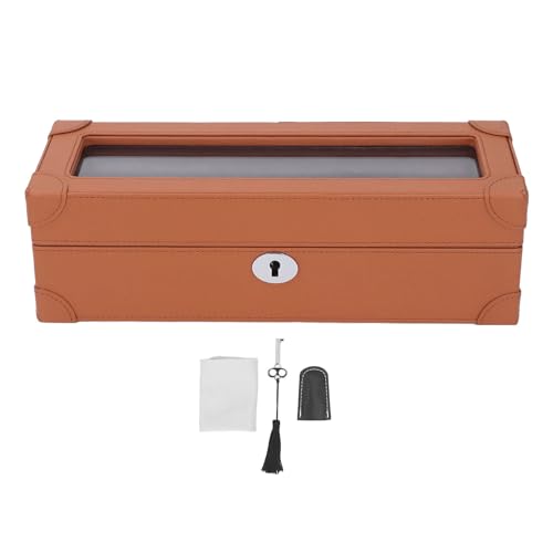 kaisudiAP Beobachtungsschachtel mit Glasfenster Mikrofaserleder exquisite weiche Plüschfutter 5 Schlitzwache für mechanische Uhr (Braun) von kaisudiAP