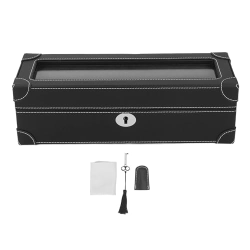 kaisudiAP Beobachtungsschachtel mit Glasfenster Mikrofaserleder exquisite weiche Plüschfutter 5 Schlitzwache für mechanische Uhr (Schwarz) von kaisudiAP