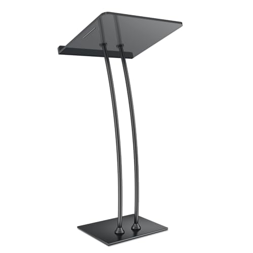 kaiwrxin Acryl-Podium, 114cm Klare Kirche Kanzel mit Eisen Stabilen Basis mit 10MM Verdickt Acryl Arbeitsplatte, Mehrzweck-Rednerpult für Moderne Klassen Zimmer, Konzerte und Hochzeiten (Schwarz) von kaiwrxin
