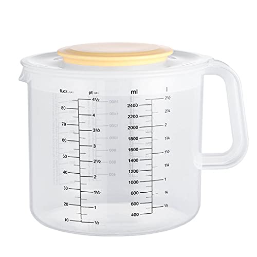 kaixinbukaixin 2.5L Backen Messbecher Skala Rührschüssel mit Deckel Transparent Home Mixing Cup,Transparent von kaixinbukaixin