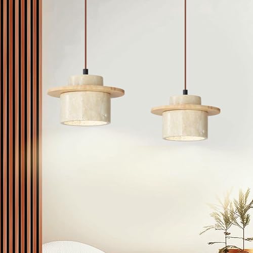 2 Stück japanische Wabi-Sabi-Pendelleuchte aus Naturstein, nordische gelbe Travertin-Pendelleuchte für Kücheninsel Mid-Century-Holzleuchter für Esszimmer Nachttisch Eingangsbereich Café Restaurant 2 Stück japanische Wabi-Sabi-Pendelleuchte aus Naturstein, nordische gelbe Travertin-Pendelleuchte für Kücheninsel Mid-Century-Holzleuchter für Esszimmer Nachttisch Eingangsbereich Café Restaurant von kaixunl