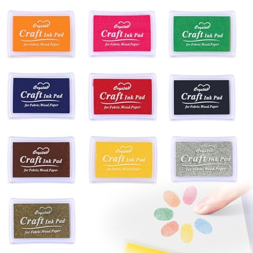 KAIYAYA 10 Pezzi Tamponi Colorati per Timbri,Tampone Inchiostro Bambini,Timbri Scrapbooking,Lavabile,per Fai da Te e per Creare Creativi,per Carta Artigianale,in Gomma,Carta,Tessuto von kaiyaya