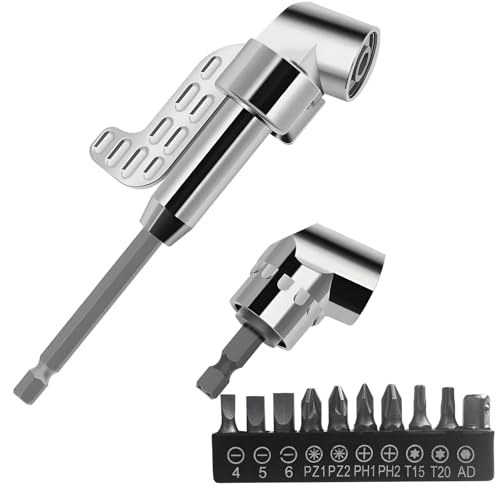 KAIYAYA 105° Winkelschrauber Vorsatz Adapter mit 1/4-Zoll Sechskantschaft, Winkelbohraufsatz Multi-function Winkelschrauber Aufsatz Inkelaufsatz für Akkuschrauber Winkelgetriebe für Bauarbeiter Garage von kaiyaya