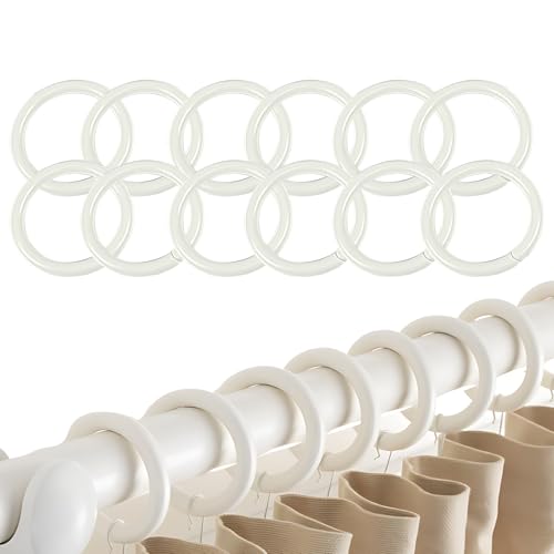 KAIYAYA 120 Stücke Gardinenringe Weiß 40mm Ringe Duschvorhang Haken Kunststoff Duschvorhangringe, Abnehmbar Shower Curtain Rings, Vorhangringe Weiß für Vorhänge und Gardinenstangen von kaiyaya