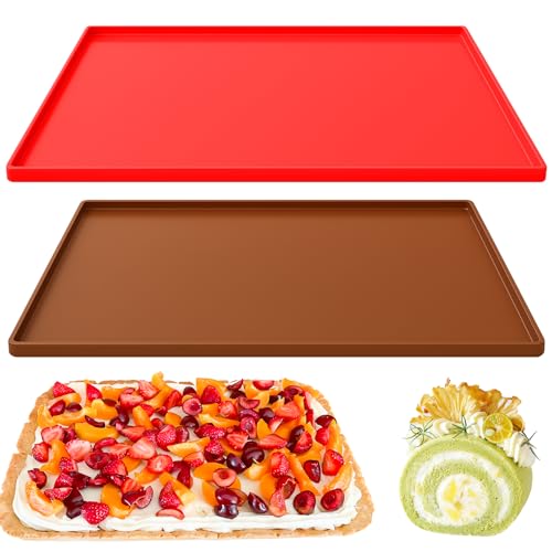 KAIYAYA 2 Stück Backmatte aus Silikon Backmatte Backofen dauerbackmatte Backutensilien Rollmatte Biskuitrollenmatte Antihaftbeschichtet Unterlage Plätzchen Backen für Kochen - 30 x 25 cm von kaiyaya