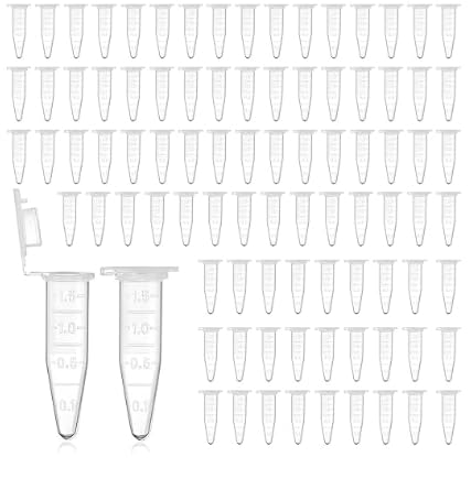 KAIYAYA 200 Stück Zentrifugenröhrchen 1,5 ml Reaktionsgefäße Probenröhrchen Reaktionsgefäße Stoffkapseln Transparent Zentrifugenröhrchen mit Snap Cap Konischer Boden für Labor von kaiyaya