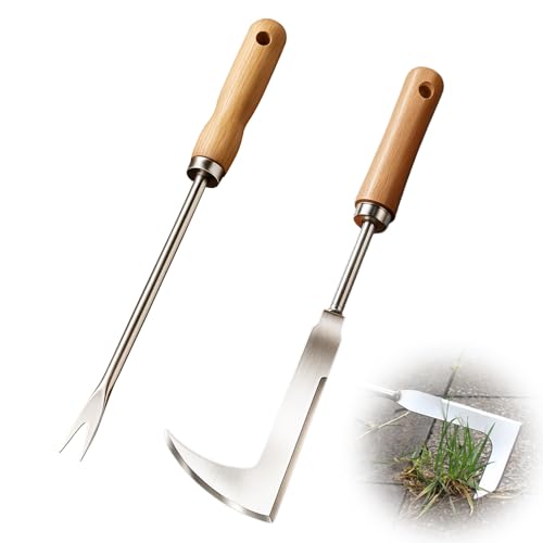 KAIYAYA 3er Set Unkrautstecher Edelstahl, Fugenkratzer Unkraut Hacke und Löwenzahnstecher Werkzeug 33cm, Unkrautjäter Unkrautzieher Unkrautmesser Wurzelstecher Entferner Gerät Unkraut KAIYAYA 3er Set Unkrautstecher Edelstahl, Fugenkratzer Unkraut Hacke und Löwenzahnstecher Werkzeug 33cm, Unkrautjäter Unkrautzieher Unkrautmesser Wurzelstecher Entferner Gerät Unkraut von kaiyaya