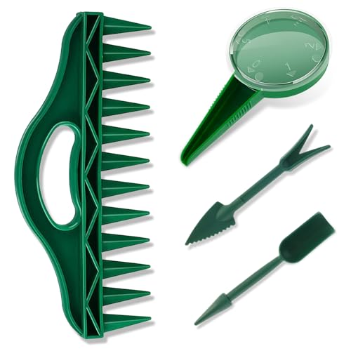 KAIYAYA 4er Set Sämaschine Garten Pflanzhilfe mit 12 Löchern Tragbarer Saatwerkzeug Aussaathilfe mit Verstellbarem Handpflanzer Samen Spender Saatgut Sämaschine für Gartenbau Aussaat, Bodenlockern von kaiyaya