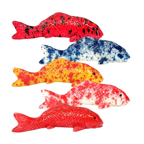 KAIYAYA 5 Stücke Künstliche Fische Deko, Kunstharz Koi-Karpfen Fisch Dekoration, Simulierte Fisch Mini Teich Deko, Fish Fälschung für Terrarium Landschaftsbau, Dekoration Hause, Foto-Requisiten von kaiyaya