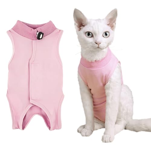 KAIYAYA Katzenbody Nach Op Erholungsanzug Kleidung Modal Recovery Kastration Katze Erholung Anzug für Spay Bauchwunden Weiblich Katzenbekleidung Nach Op Gewicht 2-4kg Katze Operation (Rosa) von kaiyaya