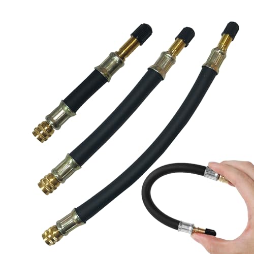 KAIYAYA 3 Stück Reifenventil Verlängerung,Flexibler Gummischlauch mit robustem Metallventil Reifen Kupfer Ventiladapter Reifen Verlängerung Adapter für Auto Motorrad Rennrad Fahrrad-100mm/150mm/210mm von kaiyaya