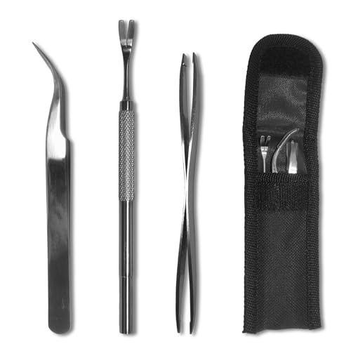 kaiyaya 3 Stück Zeckenzange Set, Zeckenhaken + Zeckenzange Mensch mit Aufbewahrungstasche, Zeckenentferner Edelstahl Pinzette Zecken, Zeckenpinzette für Hunde, Katzen, Mensch von kaiyaya