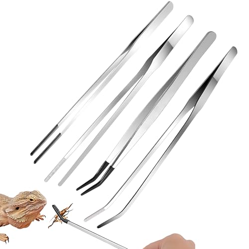 KAIYAYA 4 Stück Aquarium Pinzetten Set, Pinzette Lang 27 cm mit Gummispitze, Gerade und Gebogene Pinzette Edelstahl Pinzetten Groß für Wasserpflanze Zange Futterzange Pflanzenpinzette Gartenarbeiten von kaiyaya