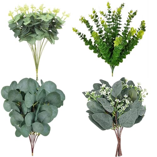 kaiyaya Pack of 40 Eukalyptus Deko,Artificial Eucalyptus Leaves Decoration Pflanze Kunstblumen Hochzeitsdeko Kommunion Tischdeko Kunstblumen Deko Künstliche Zweige,4 Stile for Wedding,Party kaiyaya Pack of 40 Eukalyptus Deko,Artificial Eucalyptus Leaves Decoration Pflanze Kunstblumen Hochzeitsdeko Kommunion Tischdeko Kunstblumen Deko Künstliche Zweige,4 Stile for Wedding,Party von kaiyaya