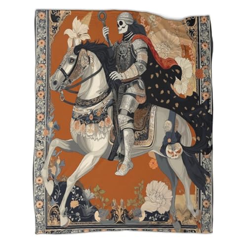 Mittelalterliche Porträts Weiche Und Warme Überwürfe Ritterskelett Bedruckte Flanell Decke Für Betten Und Sofas 80x90inch(200x230cm) von kaiyun